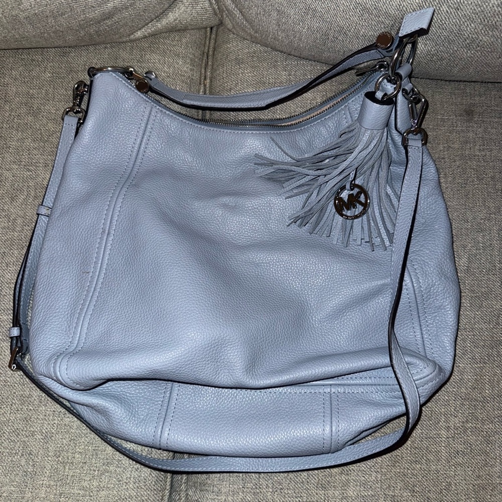 Blue Leather Shoulder Bag